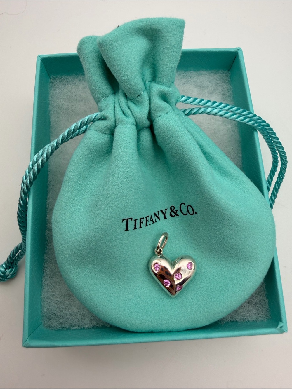 Tiffany & Co. Brand new sterling silver pink sapphire etoile heart